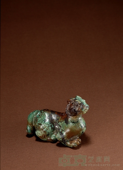 明·绿松石虎形把件 高:5.3cm 长:8.5cm