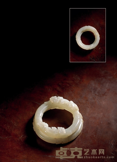 清乾隆·白玉螭龙纹縧环 外径:6.2cm 内径:3.8cm 高约:2.1cm