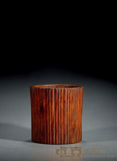 明-清·黄花梨瓜棱形笔筒 高:16cm 口径:15.5cm
