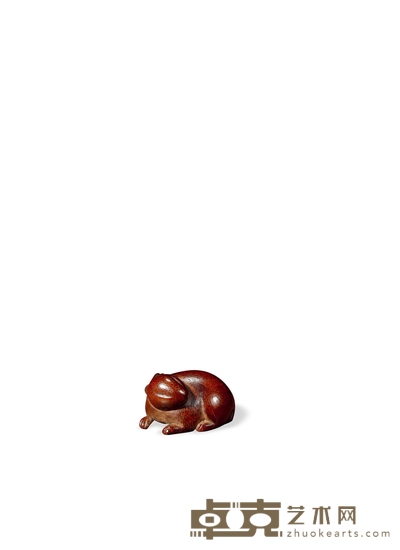清·竹雕兔把件 高:3.3cm