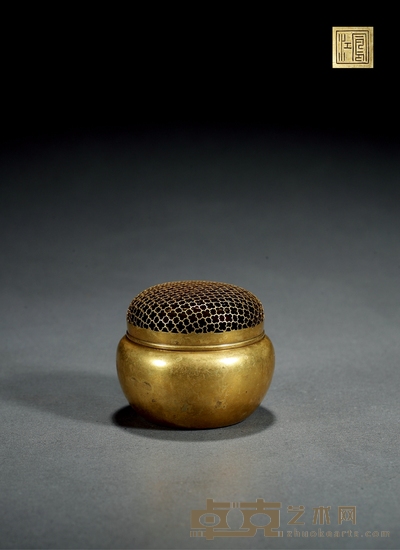 清早期·凤江款铜圆形手炉 高:6cm 口径:7.4cm 重:182g