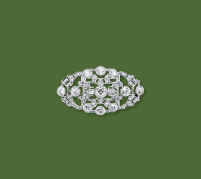 Artdeco时期（1910-1935） 铂金镶钻石胸针