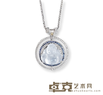 金镶玻璃种佛公项链
