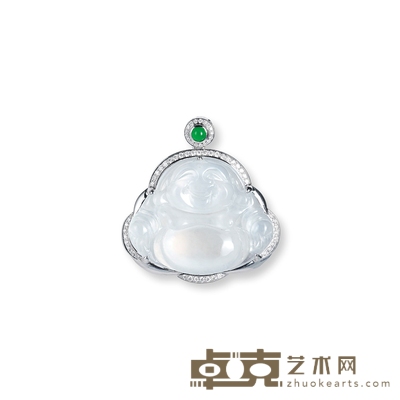 金镶白冰佛吊坠