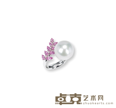 金镶14.3mm海水珍珠配彩宝戒指