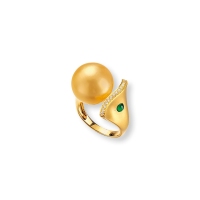 金镶嵌海水金珍珠戒指