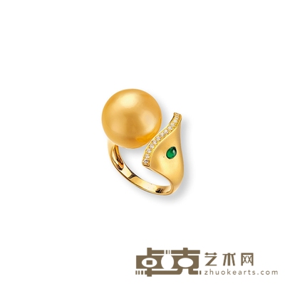 金镶嵌海水金珍珠戒指
