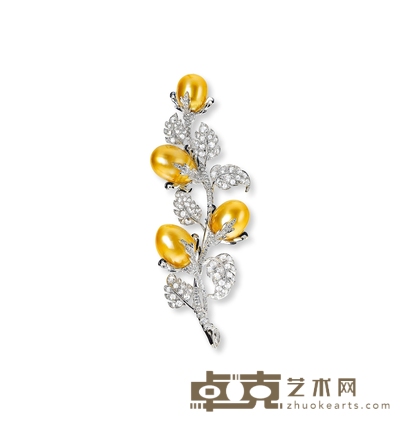 金镶海水金珠胸针