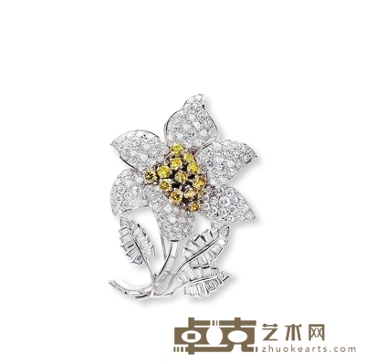 金镶彩宝钻石胸针