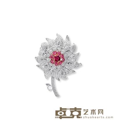 金镶1.68克拉无烧红宝石胸针
