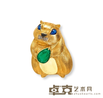 金镶祖母绿松鼠吊坠