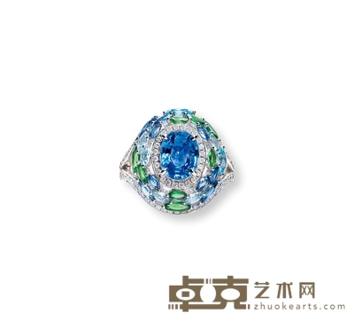 金镶2.07克拉蓝宝石戒指