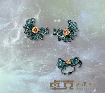 金镶钻石黑金戒指套组
