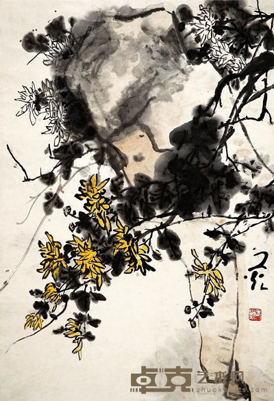 谢之光 菊石图 95×65cm