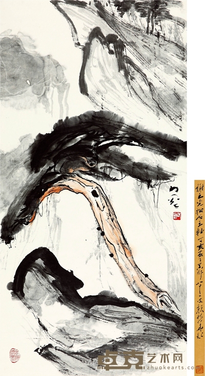 谢之光 松石图 138×69cm