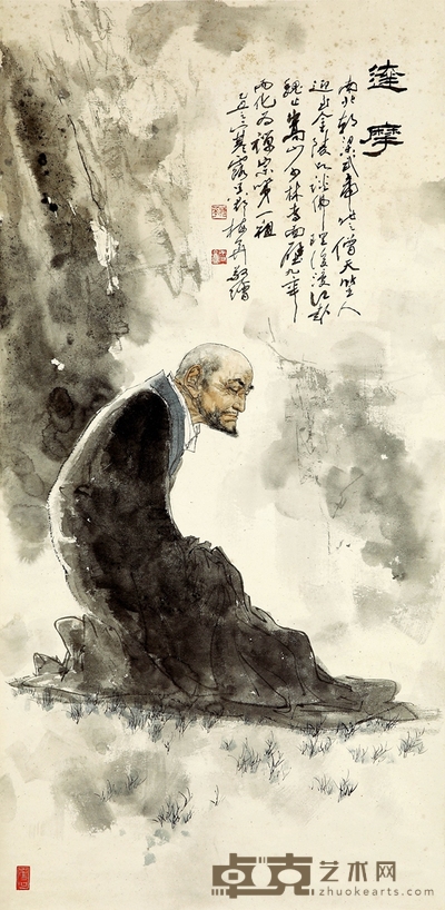 颜梅华 达摩图 34×68cm