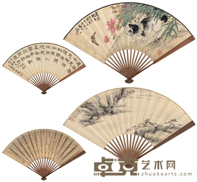 金梦石、许国凤、诸健秋、俞彬蔚 耄耋图·书法 49×18.5cm×2
