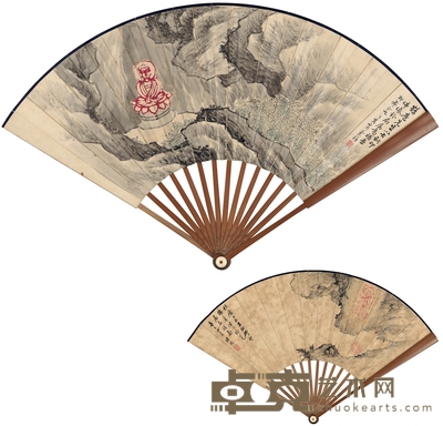 郭兰祥 为丁辅之作 山水扇 51×19cm