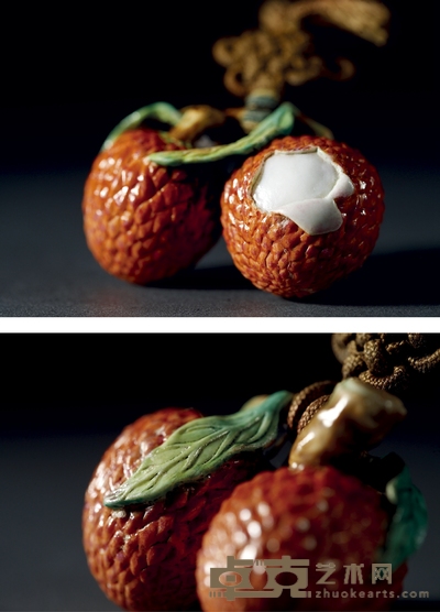 清乾隆·粉彩象生瓷荔枝 高:3.9cm 长:5.8cm 宽:2.8cm