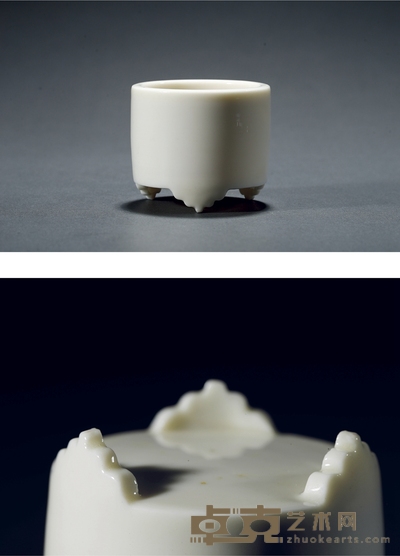 明·德化窑筒式小琴炉 高:5.6cm 直径:6.5cm