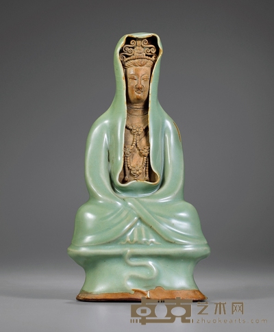 明·龙泉窑观音坐像 高:26cm
