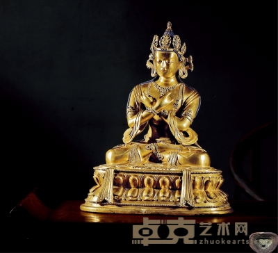 清康熙·铜鎏金金刚总持坐像 高：36cm