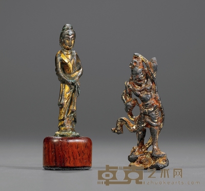 元·铜力士供养人二件 高:6.5cm