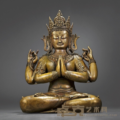 13世纪·合金铜四臂观音坐像 高:41cm