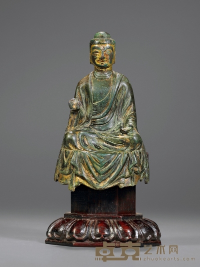 元·铜鎏金释迦牟尼坐像 高：13.8cm