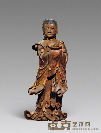 明·木胎龙女立像 高:78cm