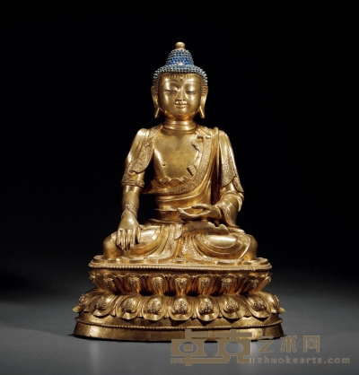 明·铜鎏金释迦牟尼坐像 高：41.5cm