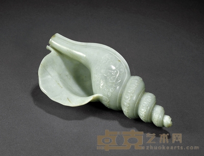 清乾隆·白玉雕金刚杵纹法螺 长:22.5cm