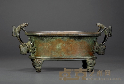 明·铜苍龙教子洗式炉 高:14.5cm 重:2353克