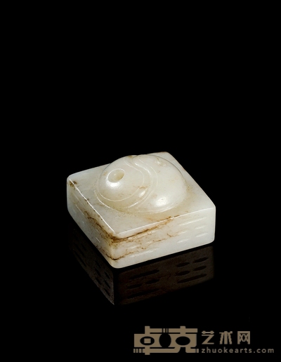 明·白玉雕八卦纹印 尺寸:30×30×20mm