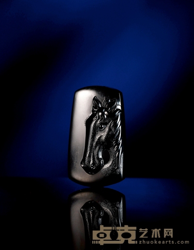 冯钤 黑马 墨玉牌 尺寸:52×29×14mm