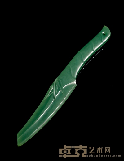 冯钤 节节高升 青玉裁纸刀 尺寸:191×25×7mm