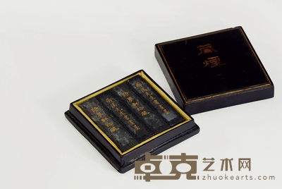 清·胡开文制诗梦轩珍藏墨四锭 7.8×1.9×0.8cm×4 每锭重16.5g