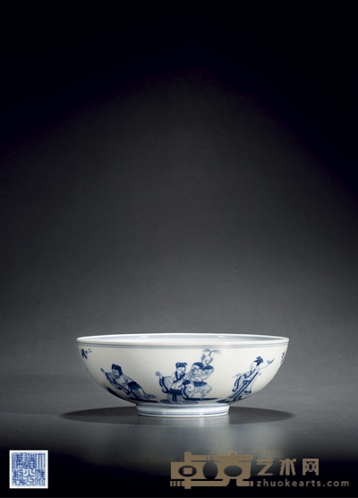 清道光·青花八仙人物图碗 高:8cm 直径:22.2cm