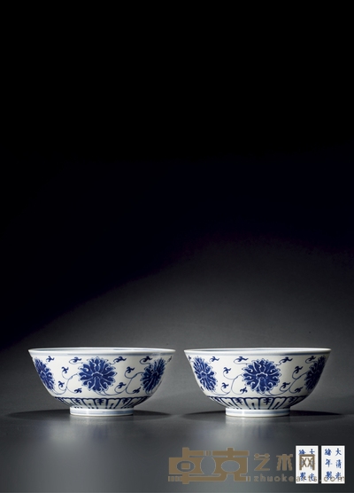 清光绪·青花缠枝莲纹碗(一对) 直径:19.5cm 数量:2