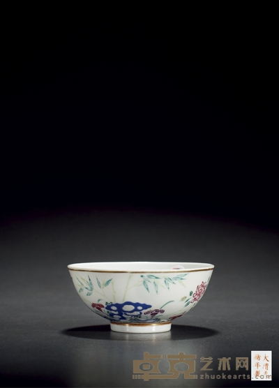 清光绪·粉彩洞石花鸟图碗 高:5.5cm 直径:12.4cm