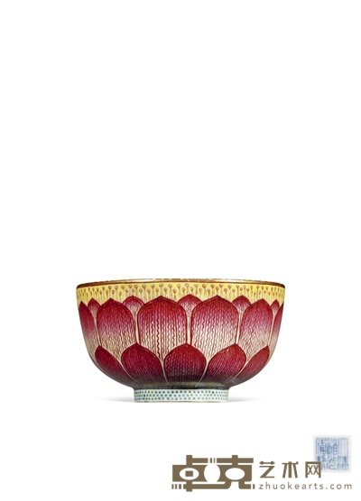 清道光·粉彩胭脂红莲花碗 高:6cm 直径:10.8cm