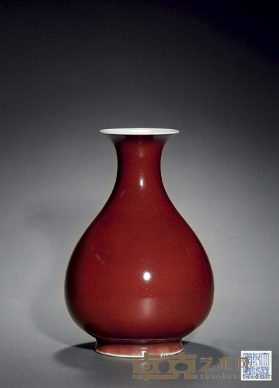清乾隆·霁红釉玉壶春瓶 高：29cm