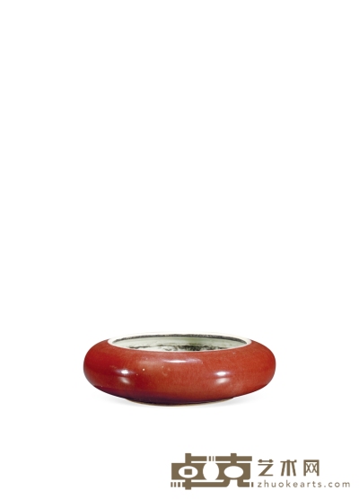清中期·红釉镗锣洗 高：6.5cm 直径：21cm