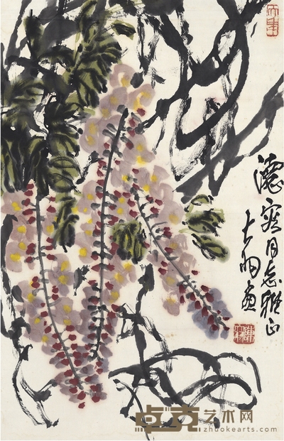 陈大羽 紫藤图 68×44cm