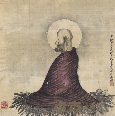 郑文焯 红衣罗汉图 27.5×27cm   