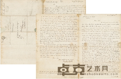 瓦 特 论为西班牙架设蒸汽机及法国大革命的亲笔长信 50.5×38.5cm