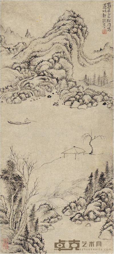 程 鸣 溪山野渡图 71×32cm