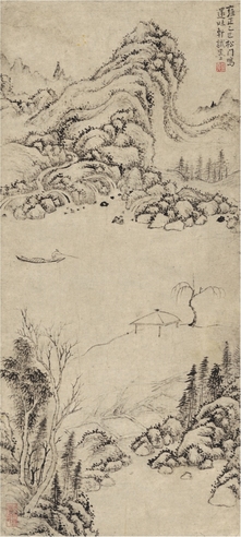 程 鸣  溪山野渡图