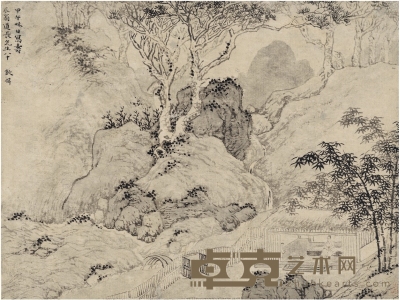 钦 揖  林间草堂图 32.5×24.5cm