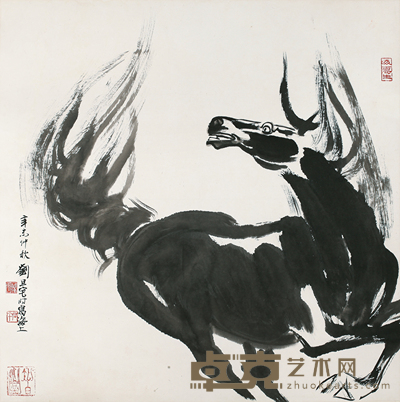 刘旦宅 奔马图 68*68